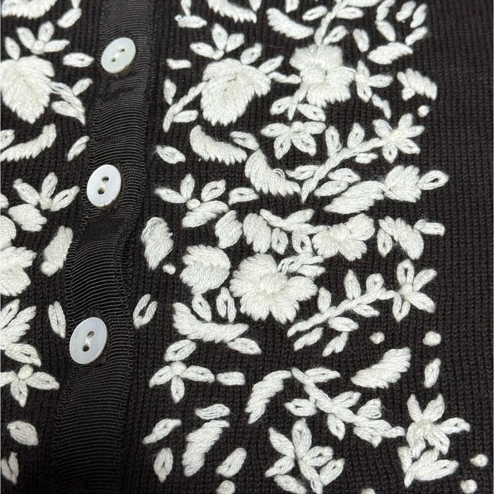 Sundance Womens Embroidered Cardigan Sweater Size Large Front Button 3/4 Sleeves - Picture 6 of 14